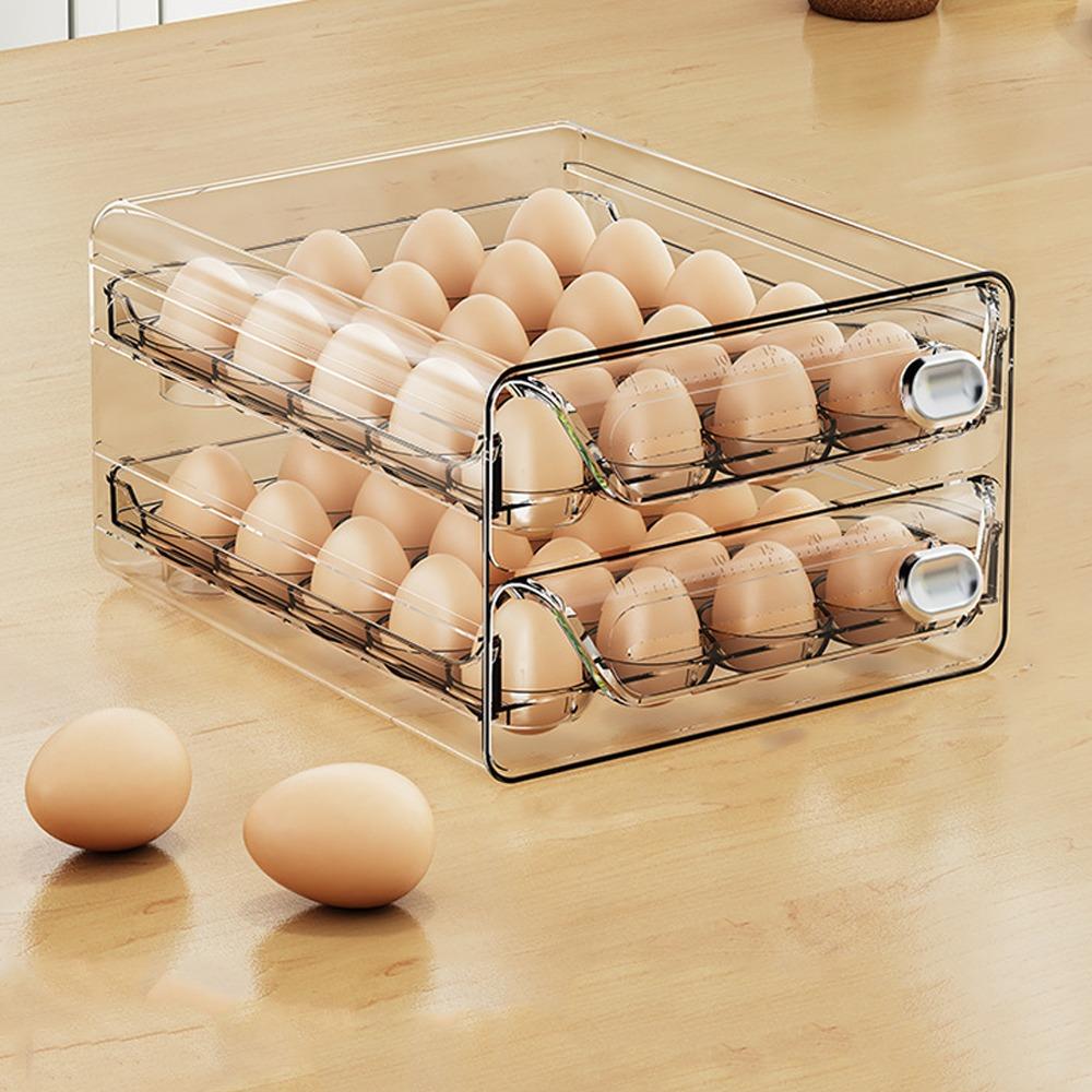 Transparent Egg Storage Box Double Layer Egg Container Egg Preservation Box Refrigerator