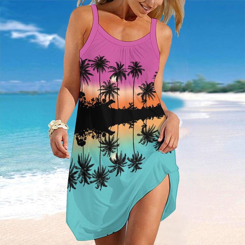 Женское пляжное платье мини-платье с принтом повседневное современное платье без рукавов свободного кроя для улицы на каждый день летнее