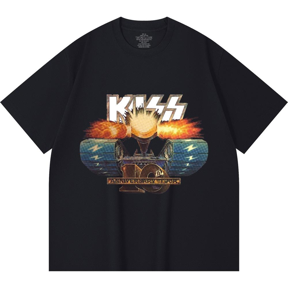 Хлопковая футболка плотностью 230 г/м² 100% Хлопок Heavy Metal Футболка с принтом рок-группы Популярная музыка Унисекс Тяжелая хлопковая футболка
