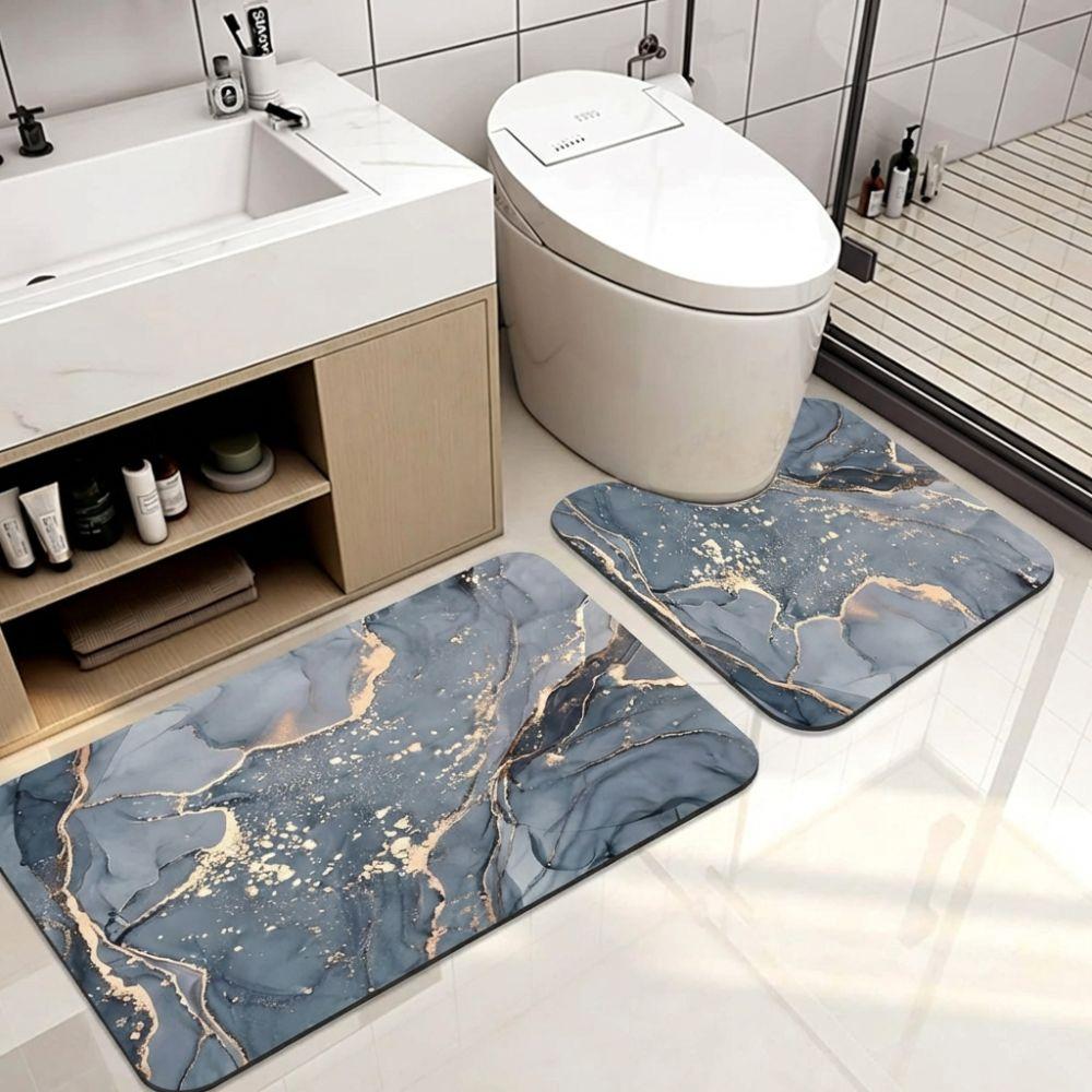 Marble Pattern Toilet Rug Set Anti-slip Toilet Door Mat New Bathroom Carpet Set Home