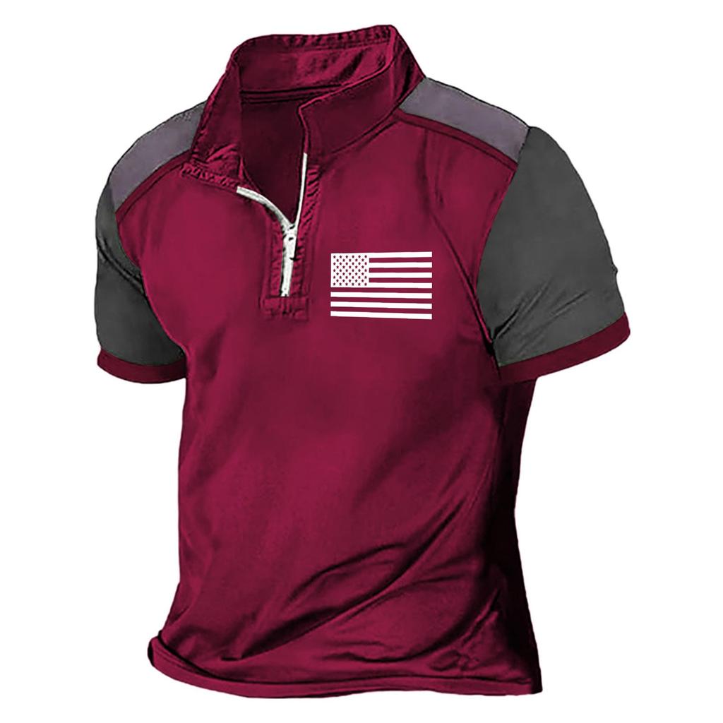 Летняя новинка для мужчин, повседневная рубашка с воротником-стойкой и короткими рукавами, подходящая по цвету, с полумолнией