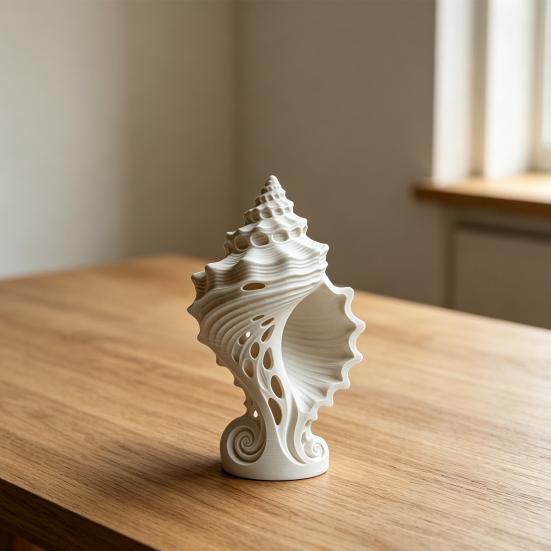 Фигурка Белой Раковины, 3D-печатное Морское Прибрежное Настольное Украшение для Гостиной, Тумбы под Телевизор, Полки Книжного Шкафа, Декора Шкафа