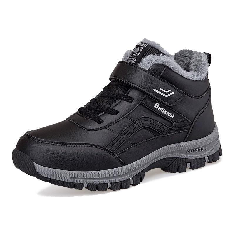 Мужские и женские повседневные зимние ботинки, нескользящие и ветрозащитные высокие ботинки на шнуровке с меховой подкладкой для прогулок на свежем воздухе, бега, походов