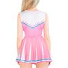 LittleForBig Unisex Cheerleader Dress with Shiny Satin Skirt, Silky Sleeveless Dress, Pink, Size 2XL