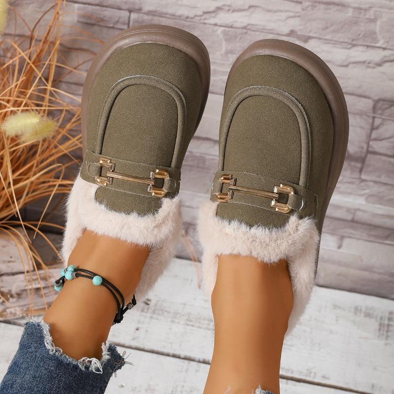 Foreign Trade Large Size Casual Snow Boots Women's Winter New Low-top Short Tube One-pedal Loafer Cotton Shoes with Velvet