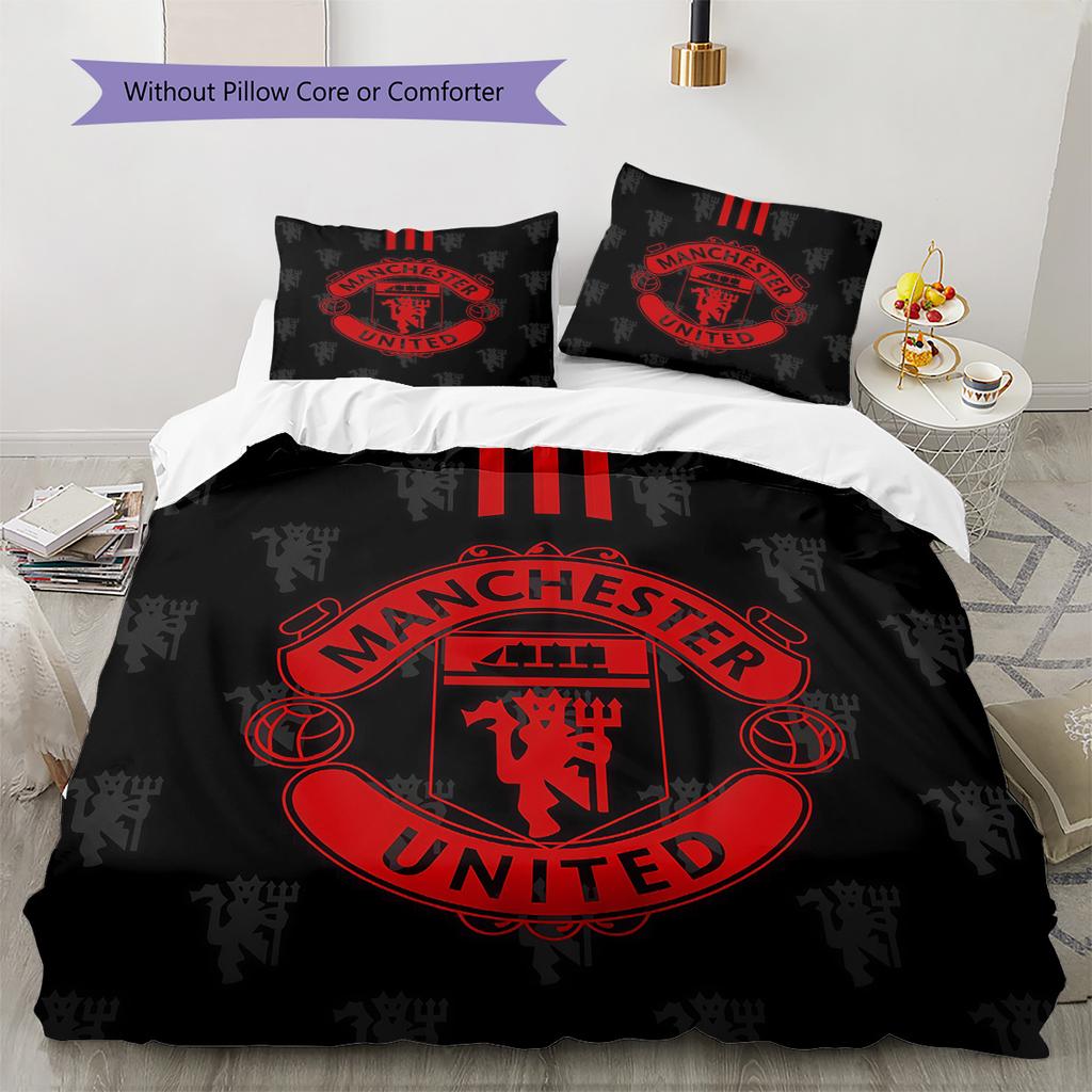 Manchester United Pattern Bedding Quilt Set Home Decoration Gift (1 * duvet cover + 2 * pillowcase without core)