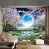 Настенная бумага Луна вишни в цвету дерева Природа Пейзаж Настенная живопись Гостиная Спальня Фото обои Домашний декор Фреска Плакат