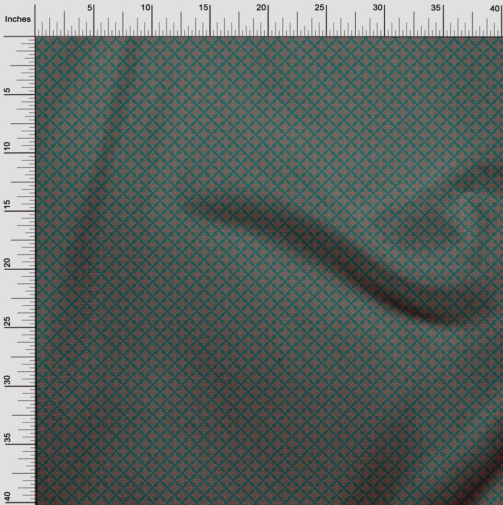 oneOone Cotton Flex Dark Teal Green Fabric Asian Block Sewing Fabric By The Yard Printed Diy Clothing Sewing Supplies 40 Inch