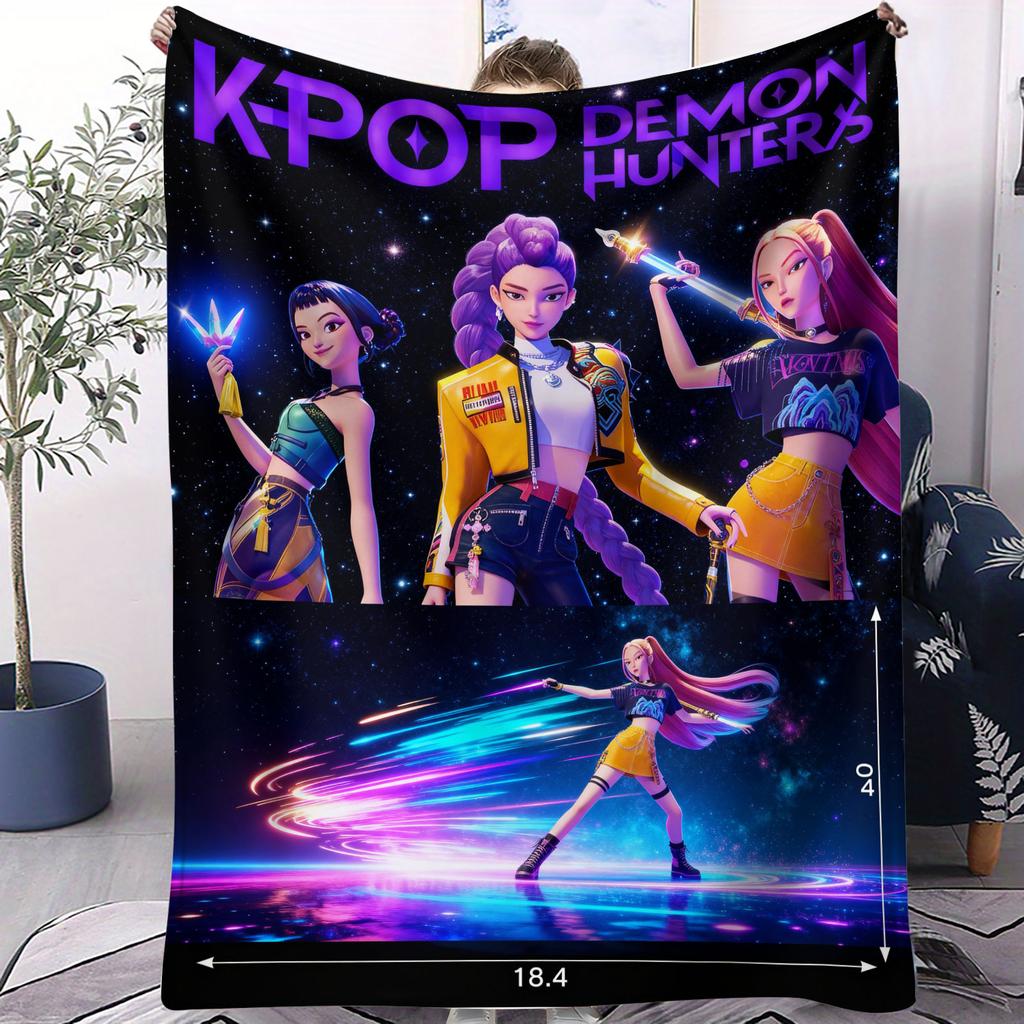 1 шт. Фланелевое одеяло K-pop Охотник на демонов Девочки Мальчики Плюшевое покрывало Новинка Теплое для дома Офиса Дневного сна Кемпинга Всесезонный Подарок