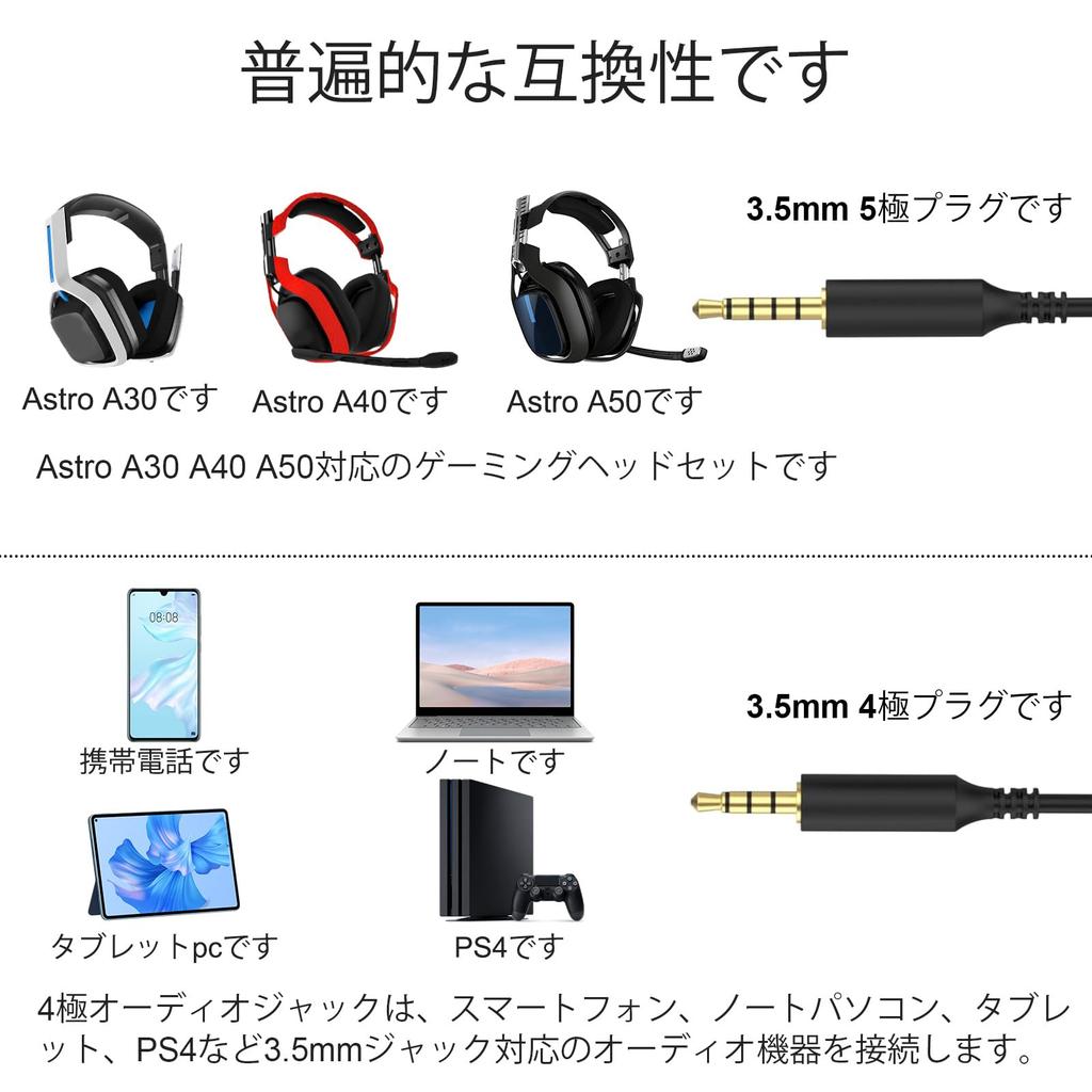 A10 A40 Audio Audio Cable Headset Extension Compatible with Astro A40 A10 A30 A50 Gaming Feet Cable, 3.5mm Cord, Headset, 6.5