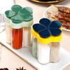 Seasoning Bottle 5-in-1 Transparent Multi-grid Sealed Space-saving Moisture-proof Flip-top Multi-function Salt Sugar Spice Jar Kitchen Tool Cooking