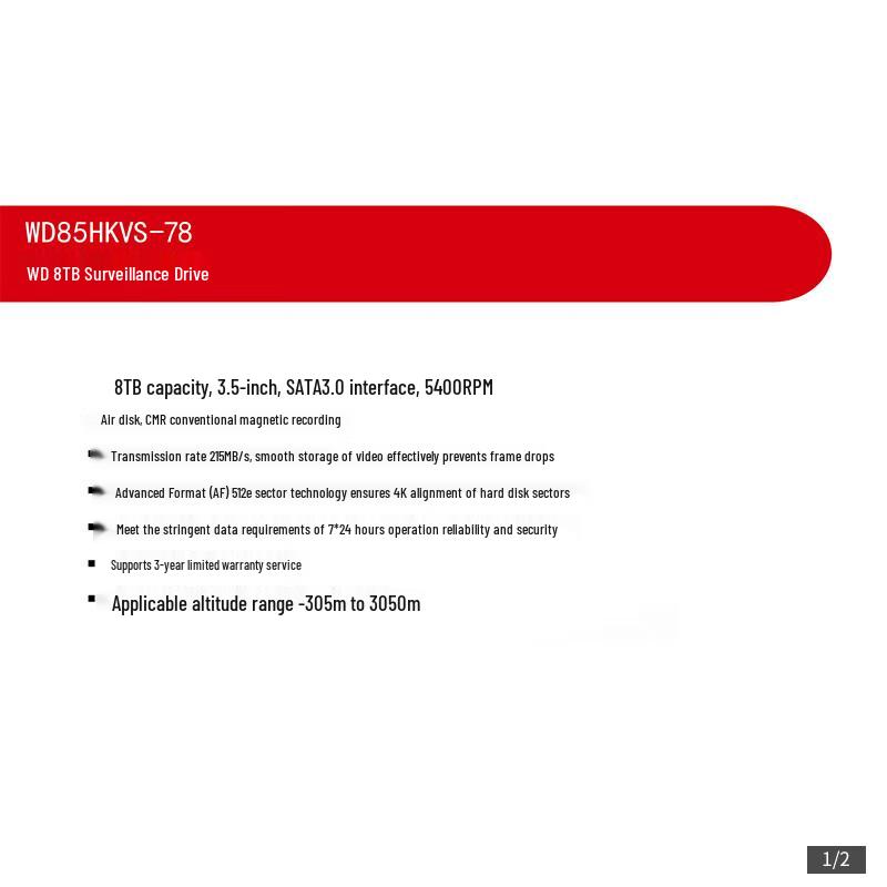 Hikvision 8TB 7200RPM SATA 3.5-inch Surveillance Hard Drive