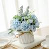Artificial Flowers with Small Ceramic Vase Faux Roses Plants Eucalyptus Leaves Berries Flower Arrangements Decorations for Home