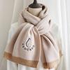 Scarf Women's Winter Korean Version Versatile Student Thickened Long Warm Solid Color Wool Knitted Scarf Japanese Style Autumn and Winter