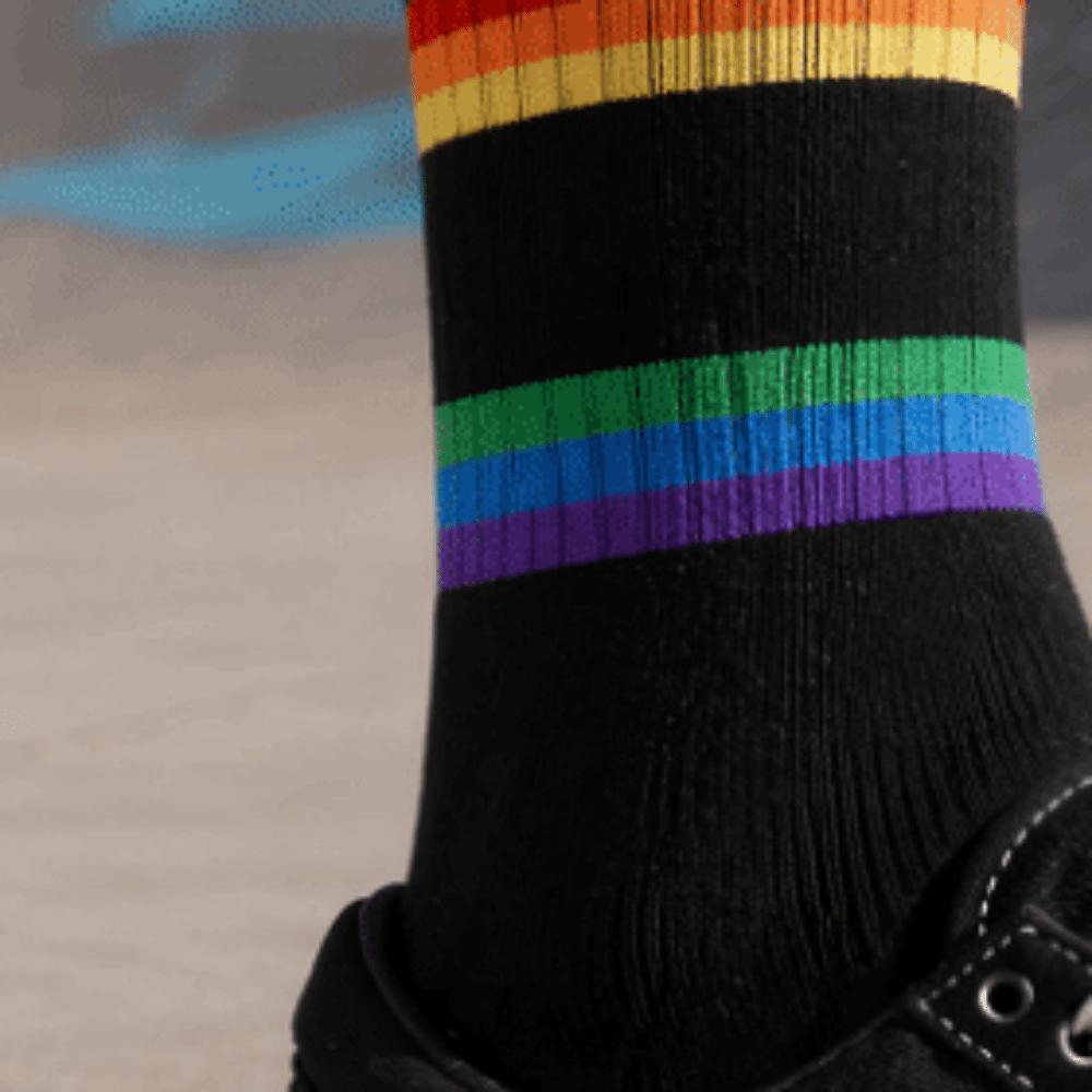 2PCS Breathable Mesh Striped Socks Rainbow Stripe Cotton Tennis Socks Durable Running Socks Tennis