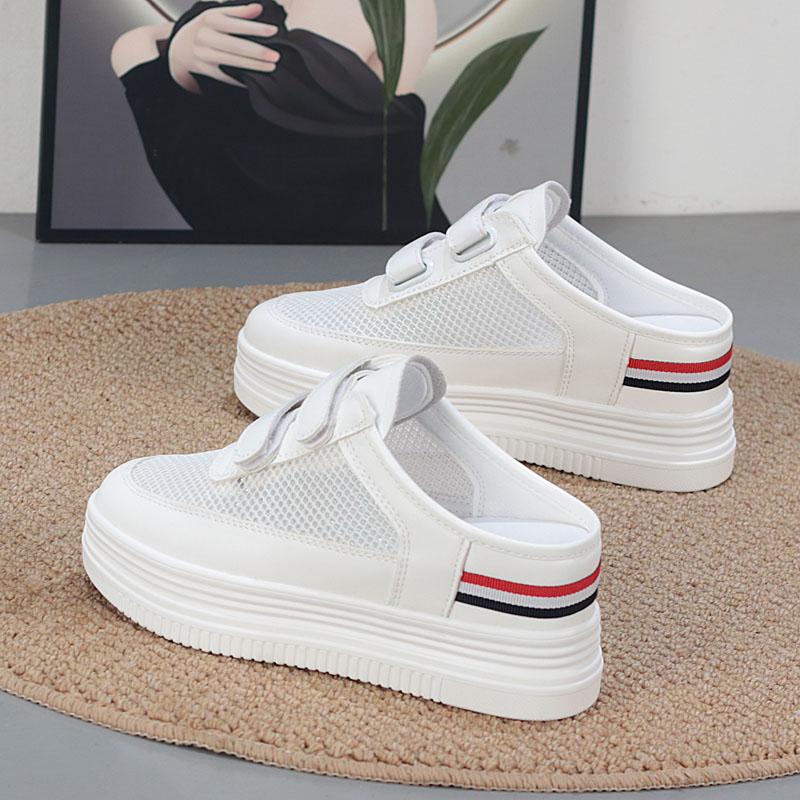 Мода 7 см Женские летние сетчатые массивные кроссовки-сандалии Платформа Клиновидные сандалии Шлепанцы Мюли Женские дышащие