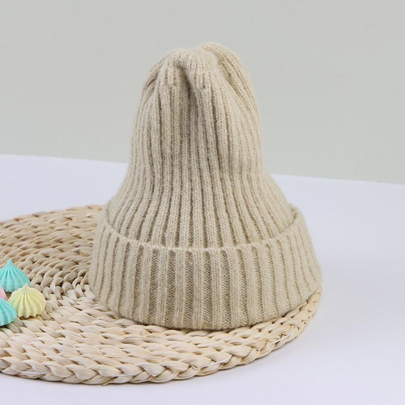 Winter Baby Knit Hat Woolen Warm Kids Crochet Bonnet 6-36 Months Boy Girl Toddler Ear Protection Cap Solid Color Children Beanie