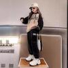 Girl's Spring and Fall Comfortable Suit Middle and Large Children Hooded Sweatshirt + Pants Two-piece Set