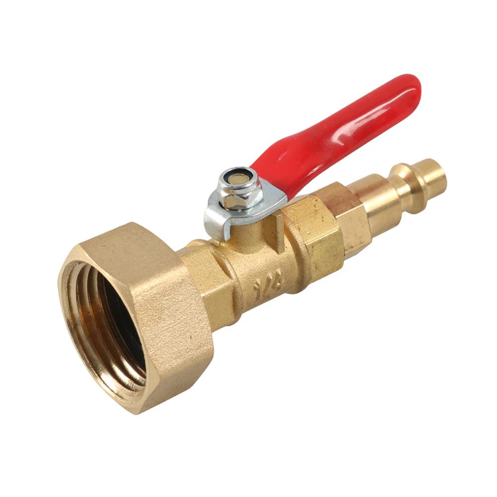 Winterize Blowout Adapter 3/4 Inch Male GHT Thread Quick Connecting Plug with Ball Valve Antifreeze Blow Out Water Adapter Brass