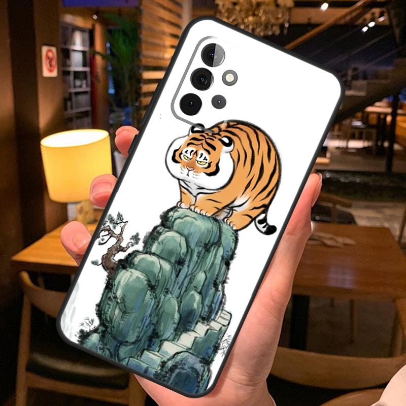 Мультяшный Толстый Тигр Чехол Для Samsung Galaxy A54 A34 A14 A52 A32 A12 A13 A33 A53 A15 A16 A36 A56 A26 A06 A35 A55
