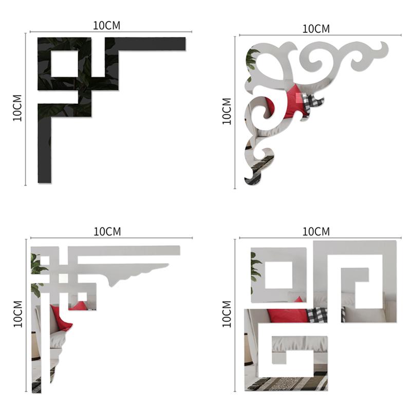 4 шт., украшение комнаты, современные настенные наклейки, угловые наклейки, акриловая линия талии, настенный декор, 3D зеркальная наклейка «сделай сам»