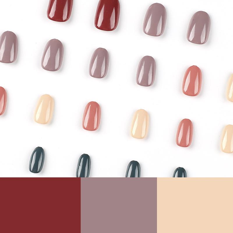 24 шт./компл., простые пятицветные однотонные накладные ногти, наклейки для быстрых ногтей, носимые водонепроницаемый маникюр, готовые ногти