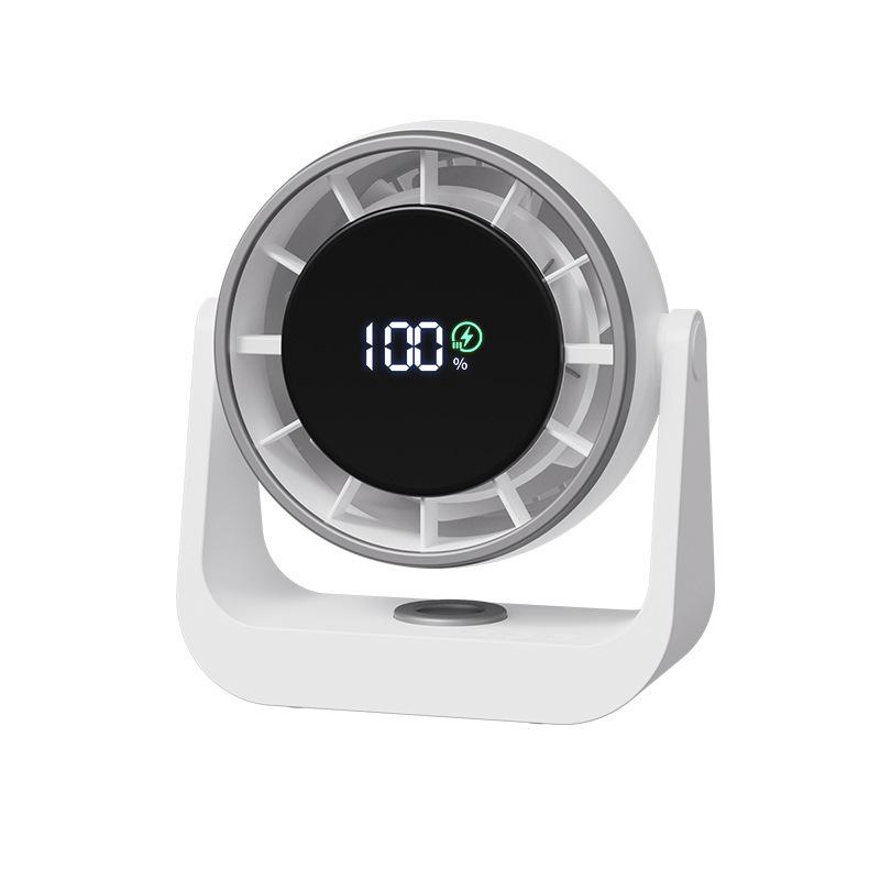 Wall-Mounted Rechargeable LED Display Fan - Compact for Dorm, Office, Home & Kitchen Air Circulation