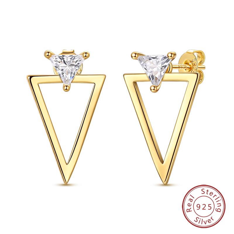 Golden Color Earrings 925 Silver Bow Four Leaf Clover Ear Stud Star Moon Earrings For Women Fine Party Birthday Jewelry
