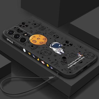 Для Samsung S25 S24 FE S23 Ultra S22 S21 A56 A36 A55 A16 A06 A05 A35 A15 A54 5G чехол для телефона с ремешком на руку астронавт земля противоударный чехол для телефона