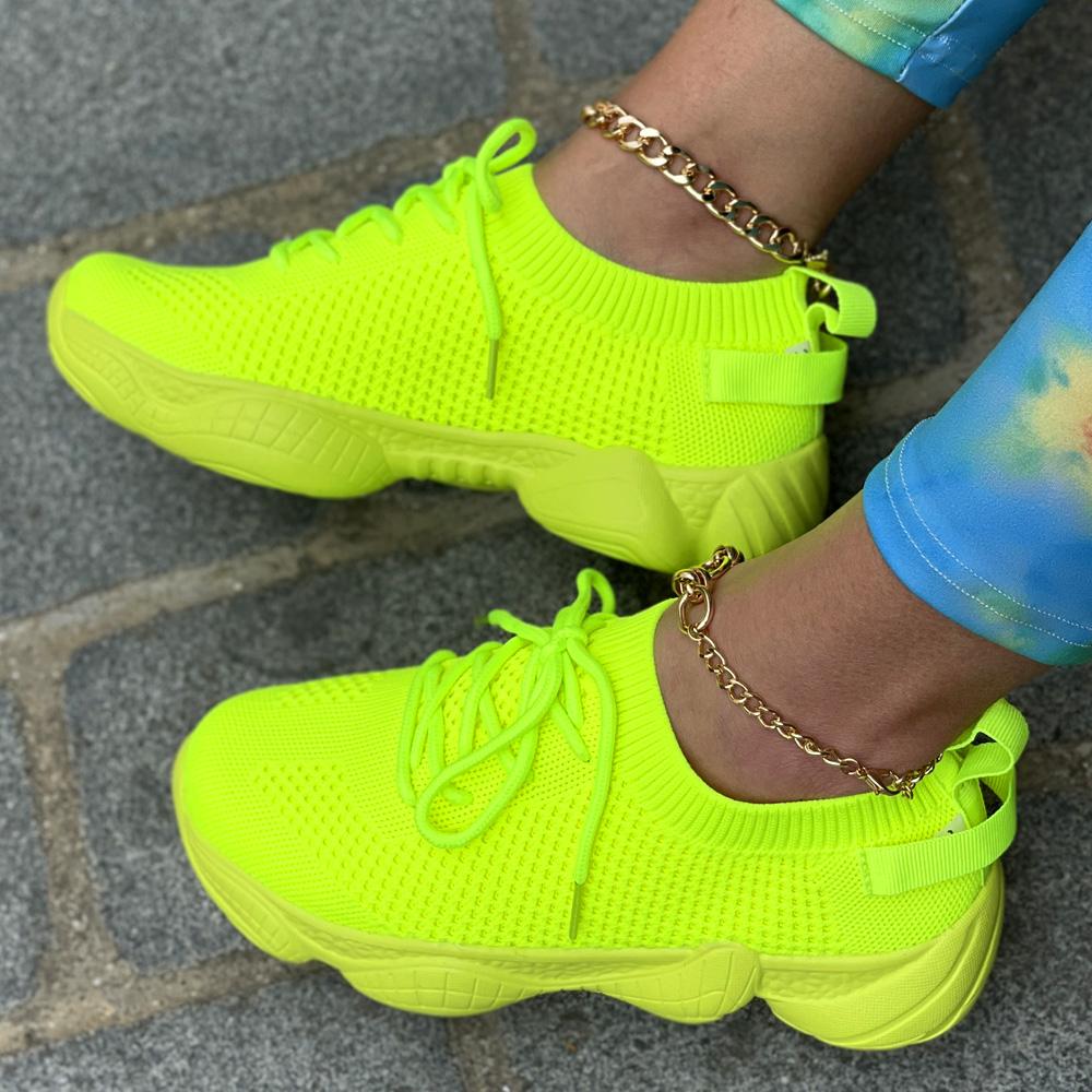 Women Sneakers Breathable Casual Lace-up Vulcanized Shoes Mesh Ladies Platform Sneakers Female Shoes Plus Size Zapatos De Mujer