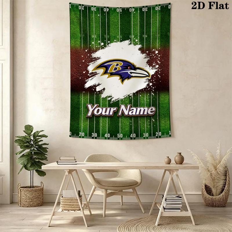 Name Custom Baltimore Ravens Wall Tapestry Aesthetic Wall Hanging Printed Fabric Blanket Decorative Tapestries for Bedroom Living Room Home Decor