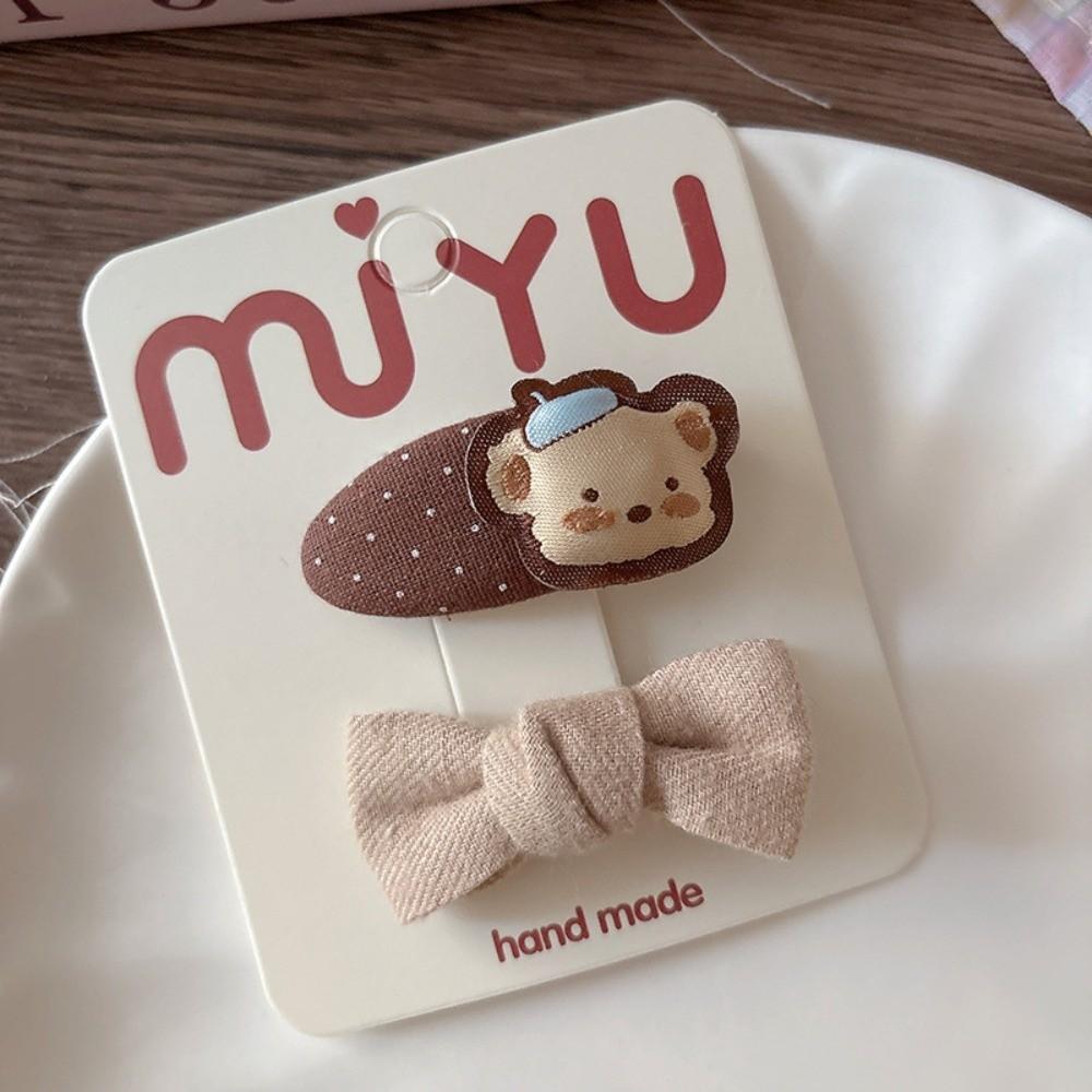 2Pcs/Set Ribbon Flower Bow Hairpins Plaid Design Hair Grips New Princess Headdress  Hair Accessories