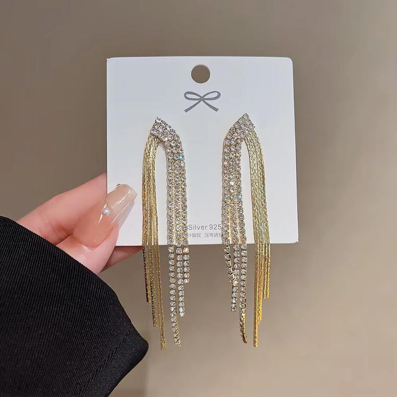 Корейские серьги-кисточки с цепочкой для женщин, винтажные длинные серьги-подвески с кристаллами, аксессуары для вечеринок для девочек, ювелирные изделия Brincos, подарки