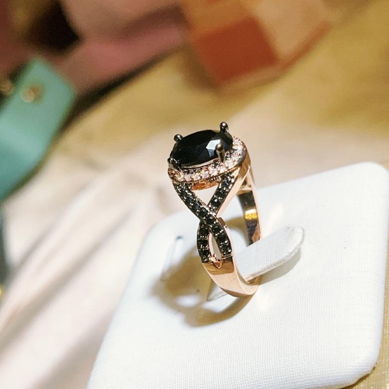 Ювелирные изделия на руку с настоящим циркониевым бриллиантом и позолоченным черным бриллиантовым кольцом