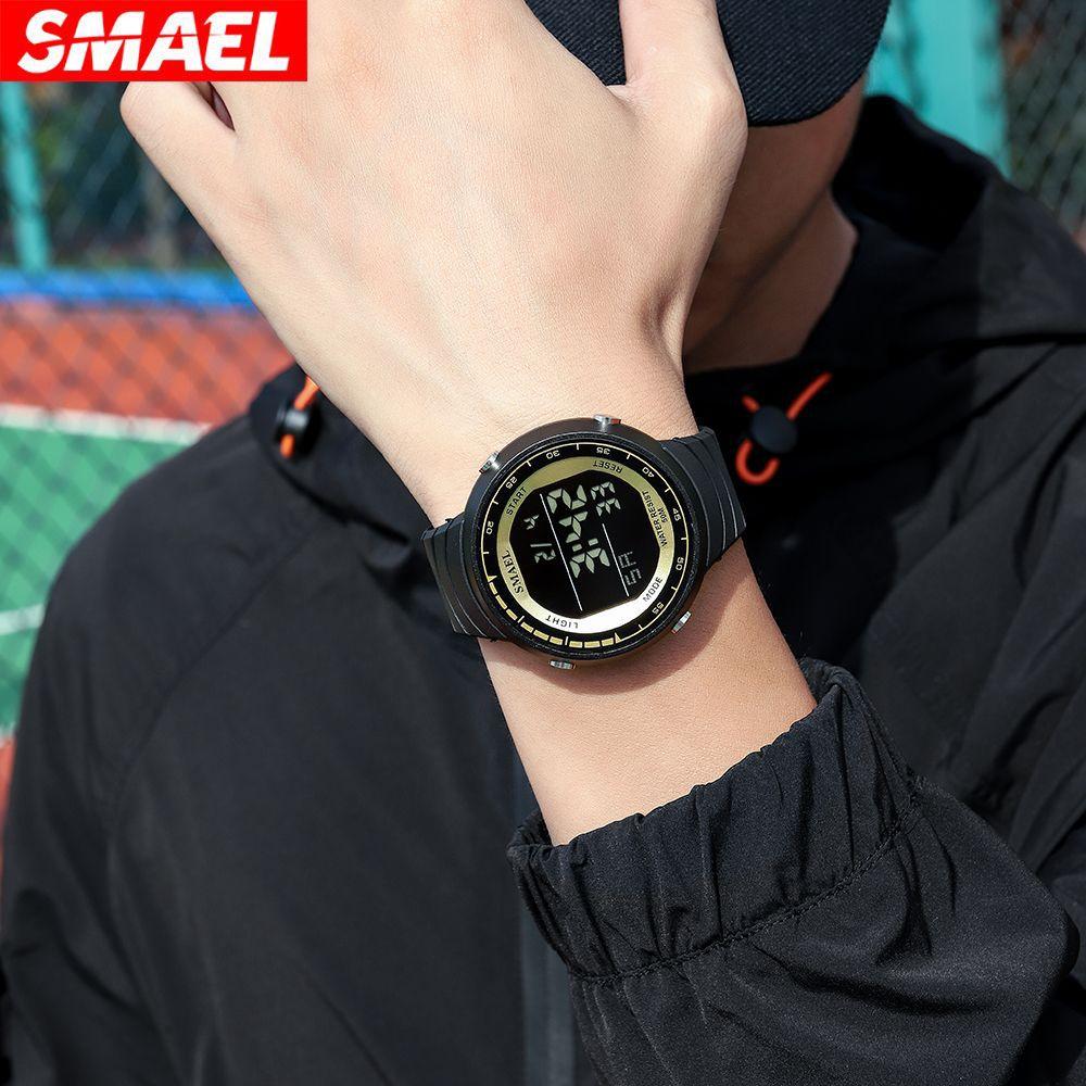 SMAEL Мужские часы, цифровые 50 м, водонепроницаемые спортивные наручные часы, секундомер, будильник, мужские часы с автоматической датой 1925, военные цифровые часы