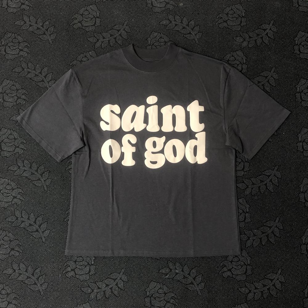 Frog Drift Fashion KANYE Streetwear SAINT OF GOD 100%Cotton Foaming Printing Clothing Loose Oversized Tees Tops T Shirt for Men