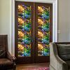 Stained Glass Static Window Film Vintage Flower Privacy Protection Sun Blocking
