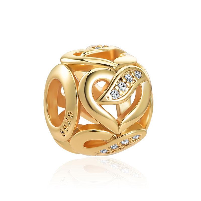 Шарм-корона из сосновых шишек с покрытием из 18-каратного золота, подходит для оригинального браслета, сияющий бусина, сделай сам, женские украшения, подарок, медный брелок, украшения, подарок