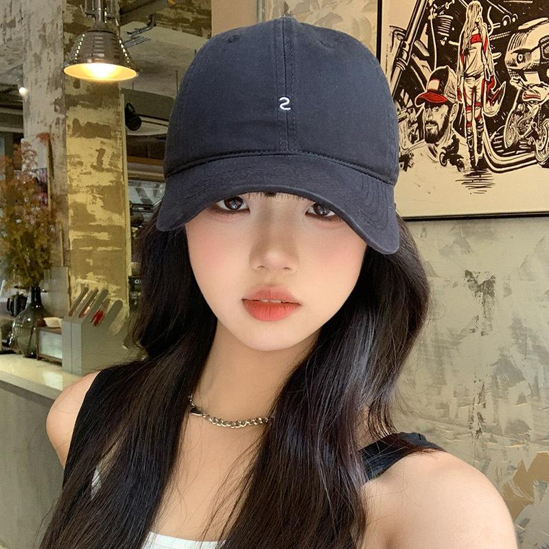 Baseball Cap Female Simple Soft Top Summer Black Wide Brim Big Face Small Peaked Cap Male