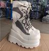 Brand Design Ladies High Platform Boots Big Size Rivet Goth High Heels Boots Women Cosplay Wedges Punk Shoes Woman Gothic Shoes