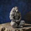 Yousheng 3D Printed Tiger Man Figurine, Muscular Tiger Figure Ornament, Minimalist Animal Sculpture with Muscular Details, Zen Posture Desktop