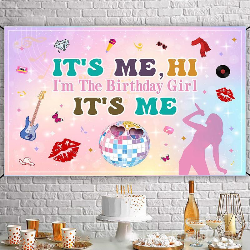 Rainbow Colored Girl Dream Pop Music Melody Play Theme Birthday Party Room Custom Decor Dynamic Musical Photo Banner Backgrounds