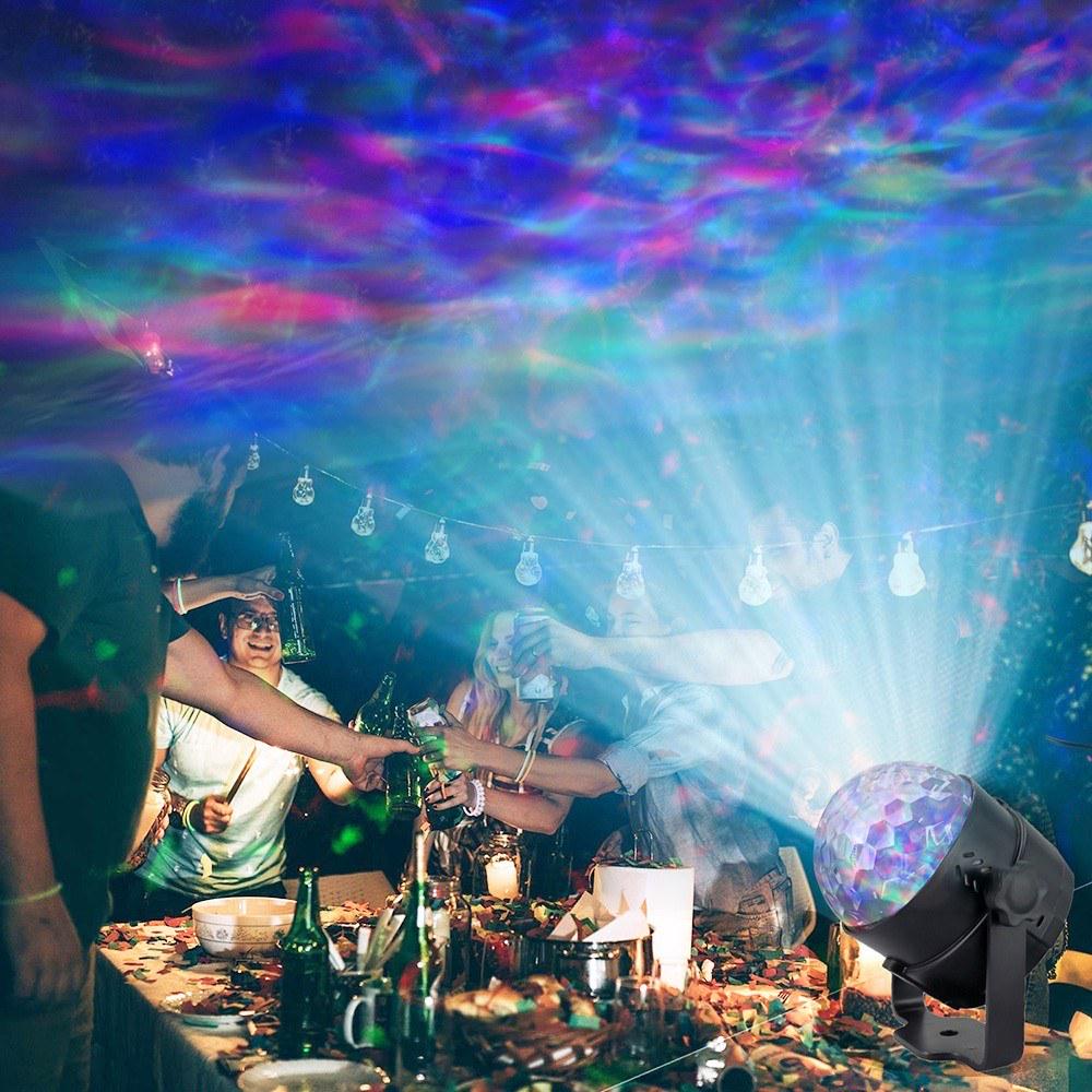 6W 15-Color Water Wave Projector Light Projecting Lamp with Remote Controller for Parties Accasions - EU Plug