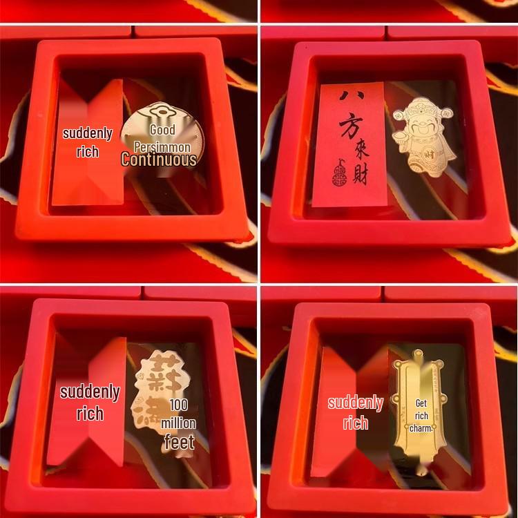 Shuibei Gold 999 Lucky Cat & Wealth God Phone Sticker – Creative Pure Gold Traffic Charm