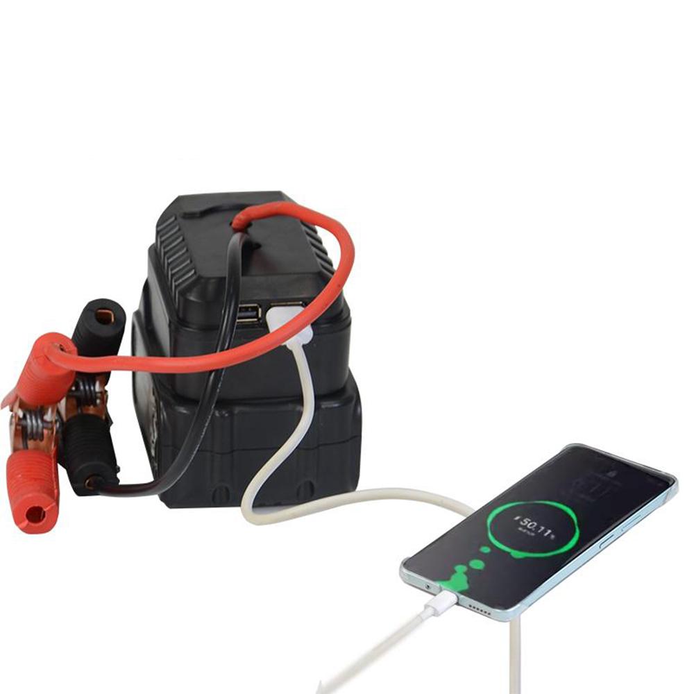 Для Makita Запуск двигателя автомобиля от аккумулятора Литиевый аварийный Power Bank с утолщенными медными зажимами с двойными USB-портами для зарядки