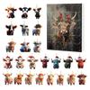Christmas Advent Calendar 24 Pcs Highland Cow Ornaments 2D Acrylic Cute Animal Christmas Tree Decorations Xmas Countdown Gifts