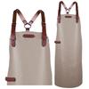 Unisex PU Leather Apron Waterproof Oilproof Kitchen Baking Barber Work