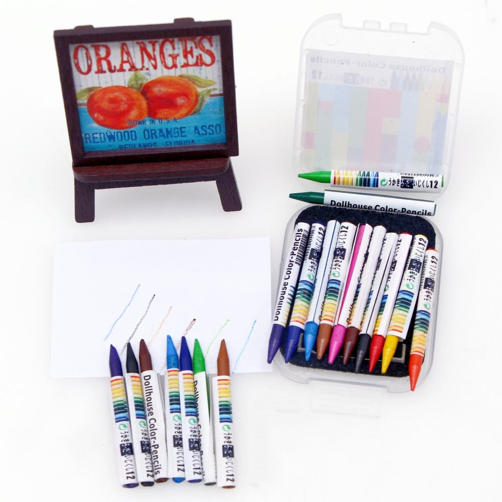 Dollhouse Miniature Mini Boxed Colorful Crayon Dolls Accessories Mini Painting Tools Dollhouse Decoration Scene Model