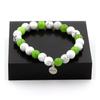 Stones and Minerals. Peridot + Howlite 8 Mm Pearl Bracelet. Made In France.