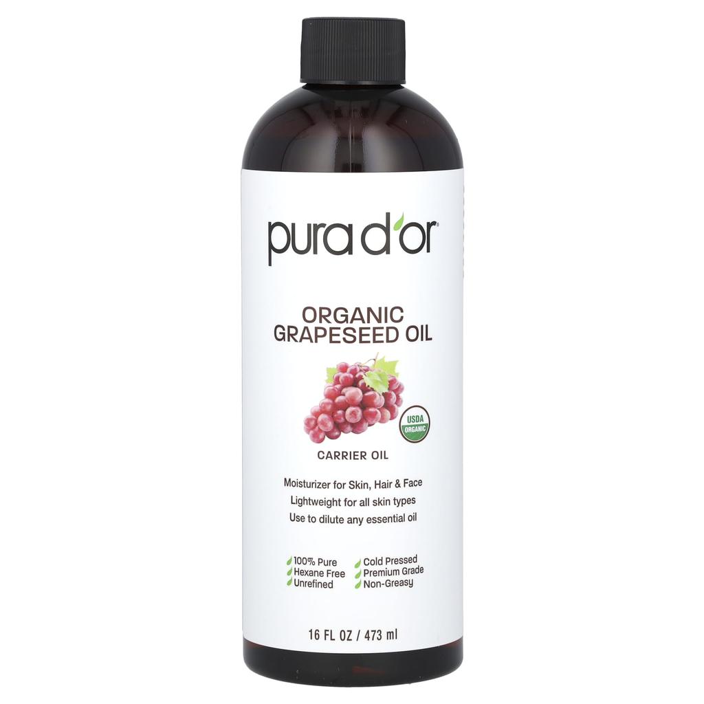 Pura D'or Organic Grapeseed Oil, 473 Ml (16 Fl Oz)